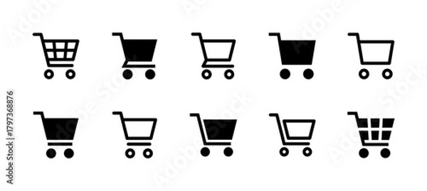 Fototapeta Shopping Cart Icon Set Line and Solid style for Ecommerce Purchase