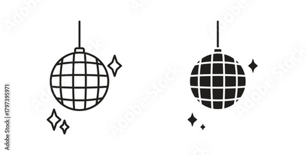 Fototapeta Disco ball icon in doodle and stroke style.