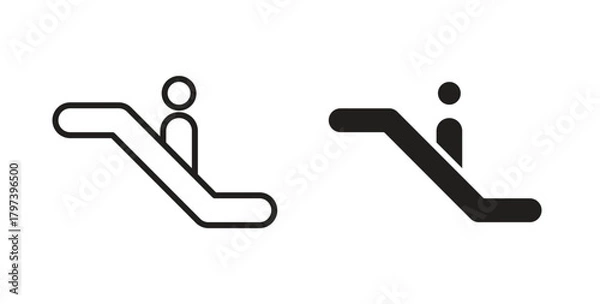 Fototapeta Escalator icon in doodle and stroke style.