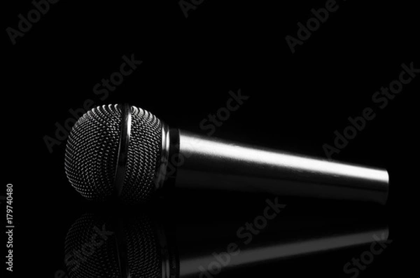 Fototapeta studio microphone isolated on black background