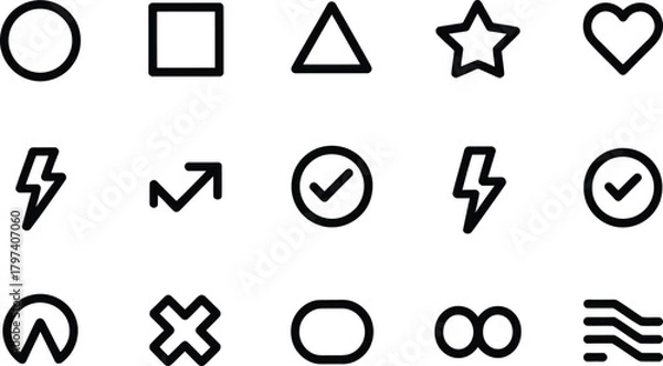 Fototapeta Collection of common vector shapes and outline symbols for design projects