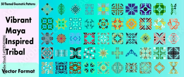 Fototapeta Vibrant Maya Inspired Tribal Geometric Patterns Vector Collection