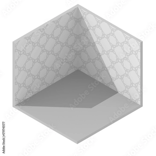 Obraz 3d isometric rendering of empty gray room