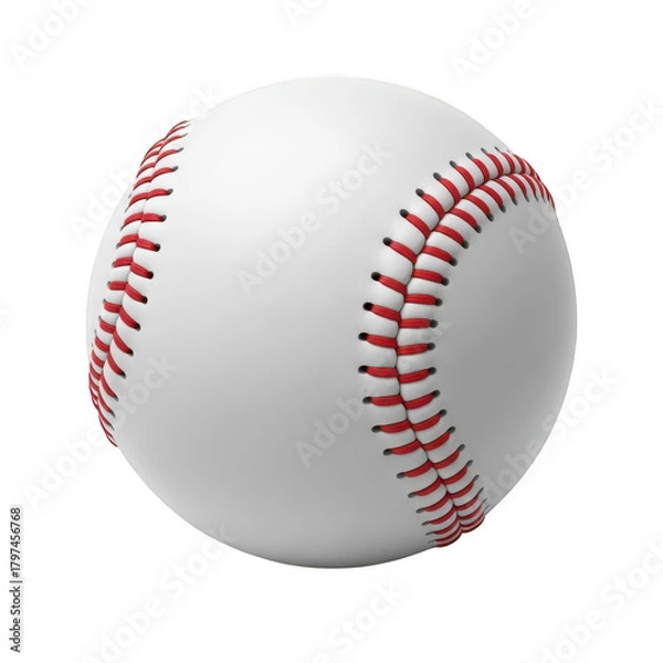 Fototapeta Classic white baseball with red stitching isolated on transparent background