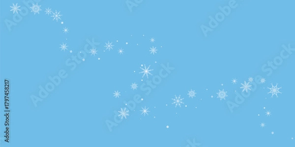 Fototapeta White delicate, lacy snowflakes are carried by the wind against a blue background. Christmas or New Year's background. Vector