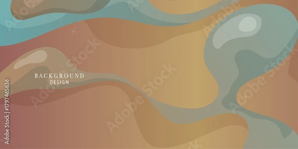 Fototapeta Abstract composition of flowing  shapes in warm beige tones
