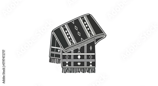 Fototapeta Detailed Illustration of a Patterned Scarf with Fringe.