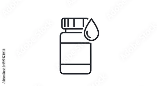 Fototapeta Minimalist Line Art Icon: Medicine Bottle with Dropper Drop.