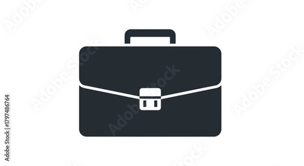 Obraz Sleek Black Briefcase with White Clasp and Handle.