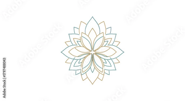 Obraz Elegant Geometric Lotus Flower Design with Detailed Outlines.