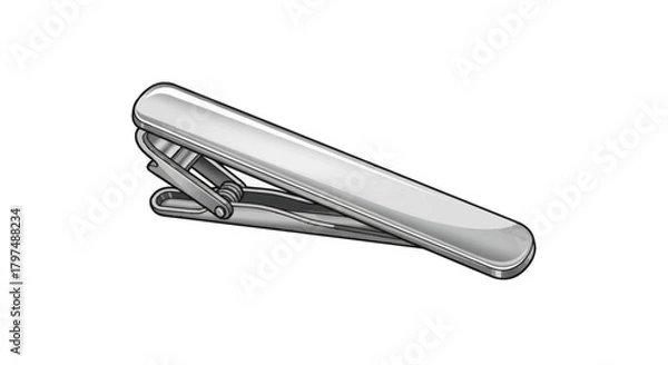 Obraz Sleek Silver Metal Tie Clip with Polished Finish.