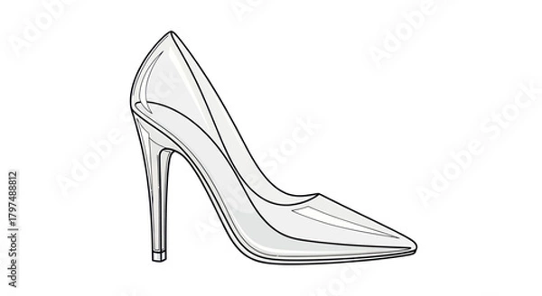 Obraz Elegant Transparent High-Heeled Pump Shoe Illustration.