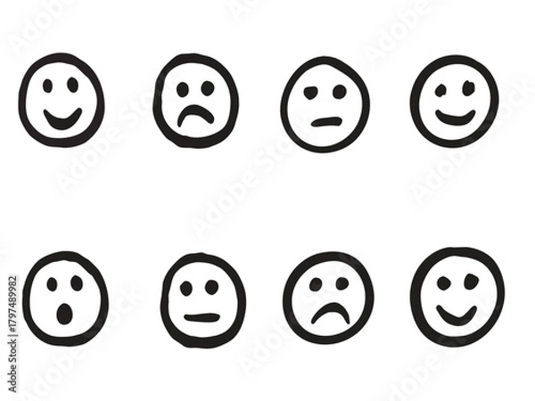 Fototapeta Hand-Drawn Emotion Faces Set