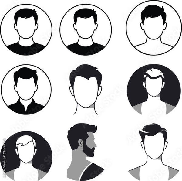 Fototapeta Male Avatar Silhouette Icons