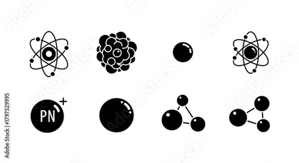 Obraz Explore dynamic science concepts with these atom and molecule icons for education, research, and technology projects needing a modern and clean design