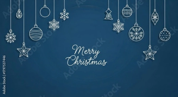 Fototapeta Minimalist Merry Christmas Greeting Card Vector Design