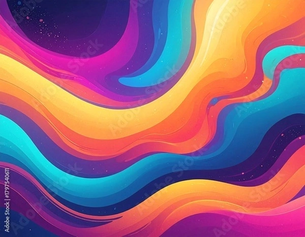 Obraz Colorful, flowing abstract art with curved shapes and a gradient palette