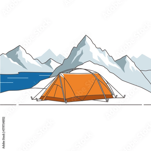 Fototapeta Camping in the Mountains - A Tent with a View.