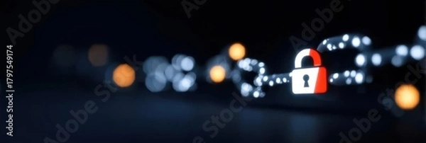 Fototapeta A glowing cluster of nodes maintaining isolation with certificate encryption and seamless connectivity with a symbolic handshake in a futuristic medium