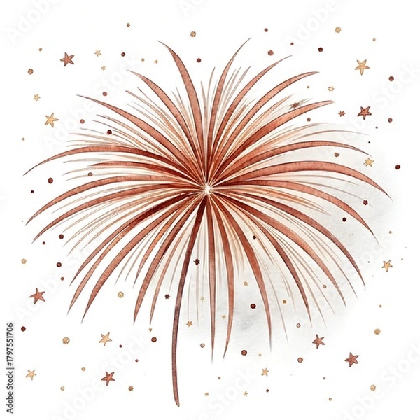 Obraz Red and gold fireworks exploding in a starry night sky