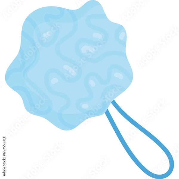 Obraz Light Blue Textured Bath Scrubber with Attached Handle Isolated on White Background for Personal Hygiene and Spa Treatments