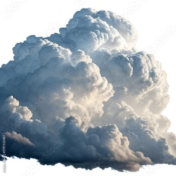 Obraz Dramatic cumulonimbus cloud formation against a white background