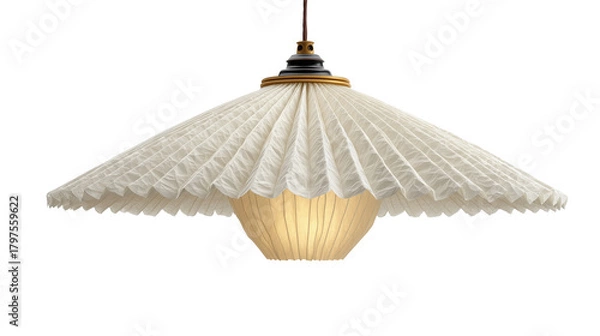 Fototapeta White Pleated Pendant Lamp with Gold Interior