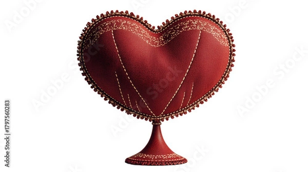 Fototapeta Red Heart Cushion on Pedestal with Shadow