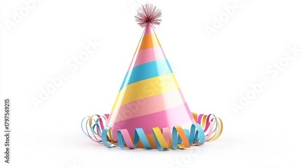 Obraz Colorful Party Hat with Streamers for Festive Celebrations.