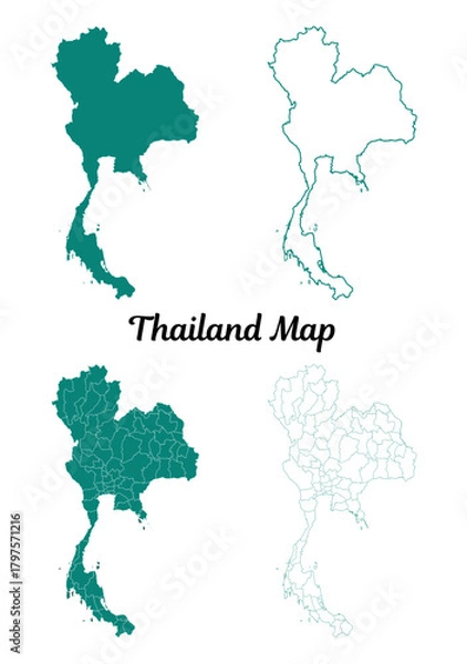 Obraz Thailand Green Map Collection on White Background