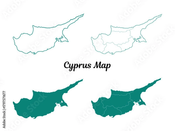 Obraz Cyprus Map Teal Silhouette on White Background