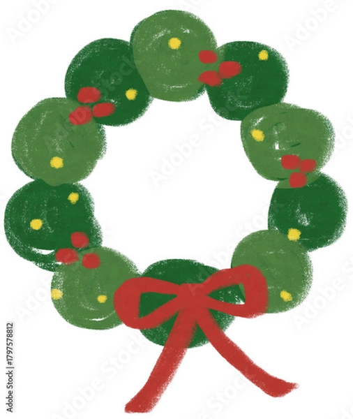 Obraz 리본이 달린 크리스마스 리스 일러스트-christmas wreath