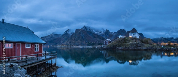 Obraz Blaue Stunde auf den Lofoten in Norwegen