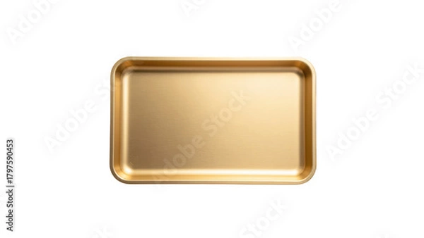 Fototapeta Elegant gold tray, perfect for serving or display, features sleek design and smooth surface, ideal for various occasions