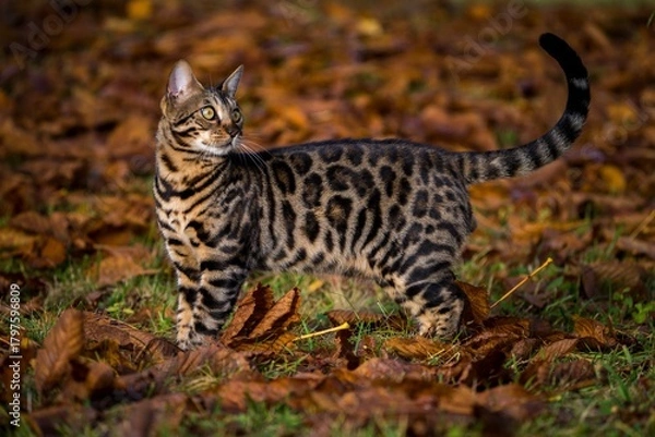 Obraz Bengal cat in nature outdoors