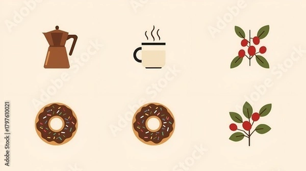 Fototapeta Lucid Origin – Minimalist Icons of Coffee Pitchers with Sleek Handles