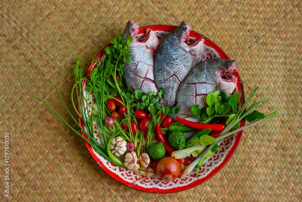 Obraz Fresh tilapia and Thai spices