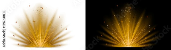 Fototapeta PNG image of Golden leaf shaped light burst effect  transparent background 