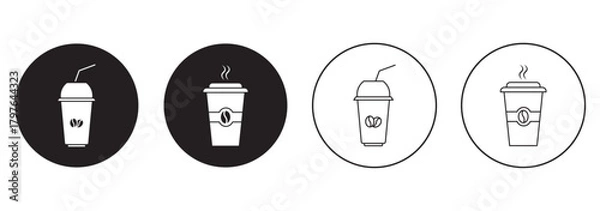 Obraz Coffee cup icon. Coffee paper cup icon set. Disposable coffee cup. Coffee cup icon with different style. Vector illustration