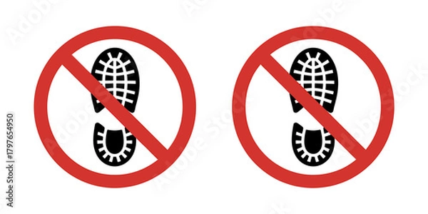 Obraz No stepping or walking prohibited sign icon symbol on white background.