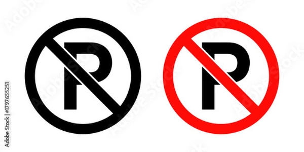 Obraz No parking sign symbol vector icon. traffic prohibition logo