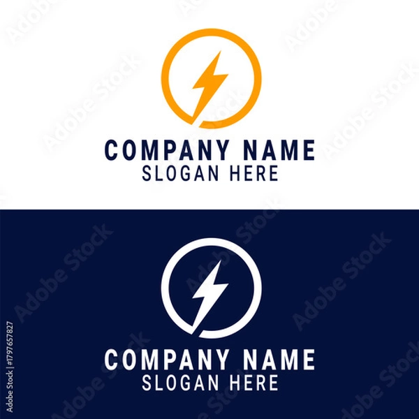 Obraz storm logo with circular and thunder element