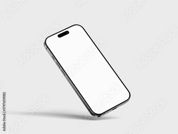 Obraz Modern smartphone displaying blank white screen isolated on transparent background