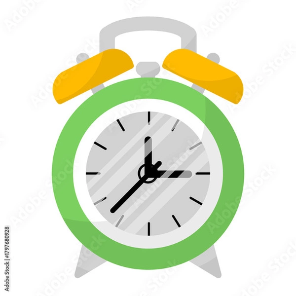 Obraz Green Alarm Clock Illustration Isolated on White Background