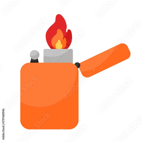 Obraz Orange Lighter with Flame Illustration Isolated on White Background