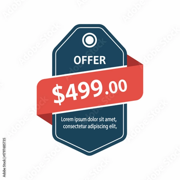 Fototapeta Only for 499. Vector illustration badges of under rupees 499 price tag. Round flat design labels, Business shopping concept. 