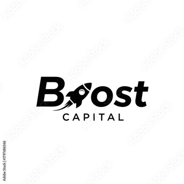 Obraz Boost Capital Logo with Rocket Icon for Business Growth and Investment.