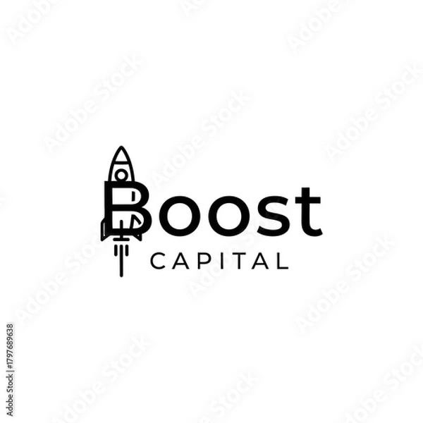 Obraz Boost Capital Logo with Rocket Illustration.