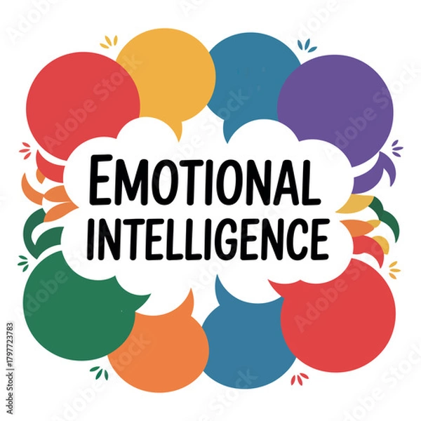 Fototapeta Emotional intelligence is represented by colorful speech bubbles and the words 'emotional intelligence'.