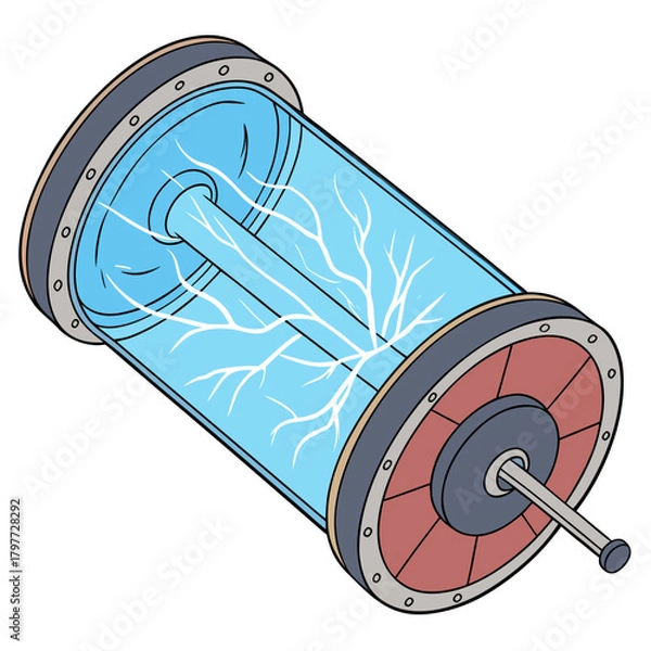 Obraz Futuristic science fiction cryogenic chamber with glowing blue energy and intricate white branching patterns inside